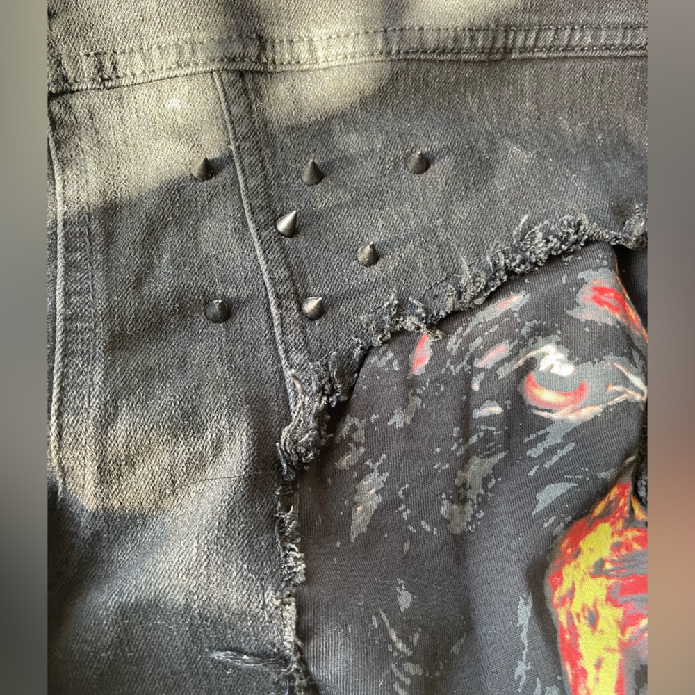 Custom Denim Jacket Givenchy Inspired Spikes Fray… - image 4